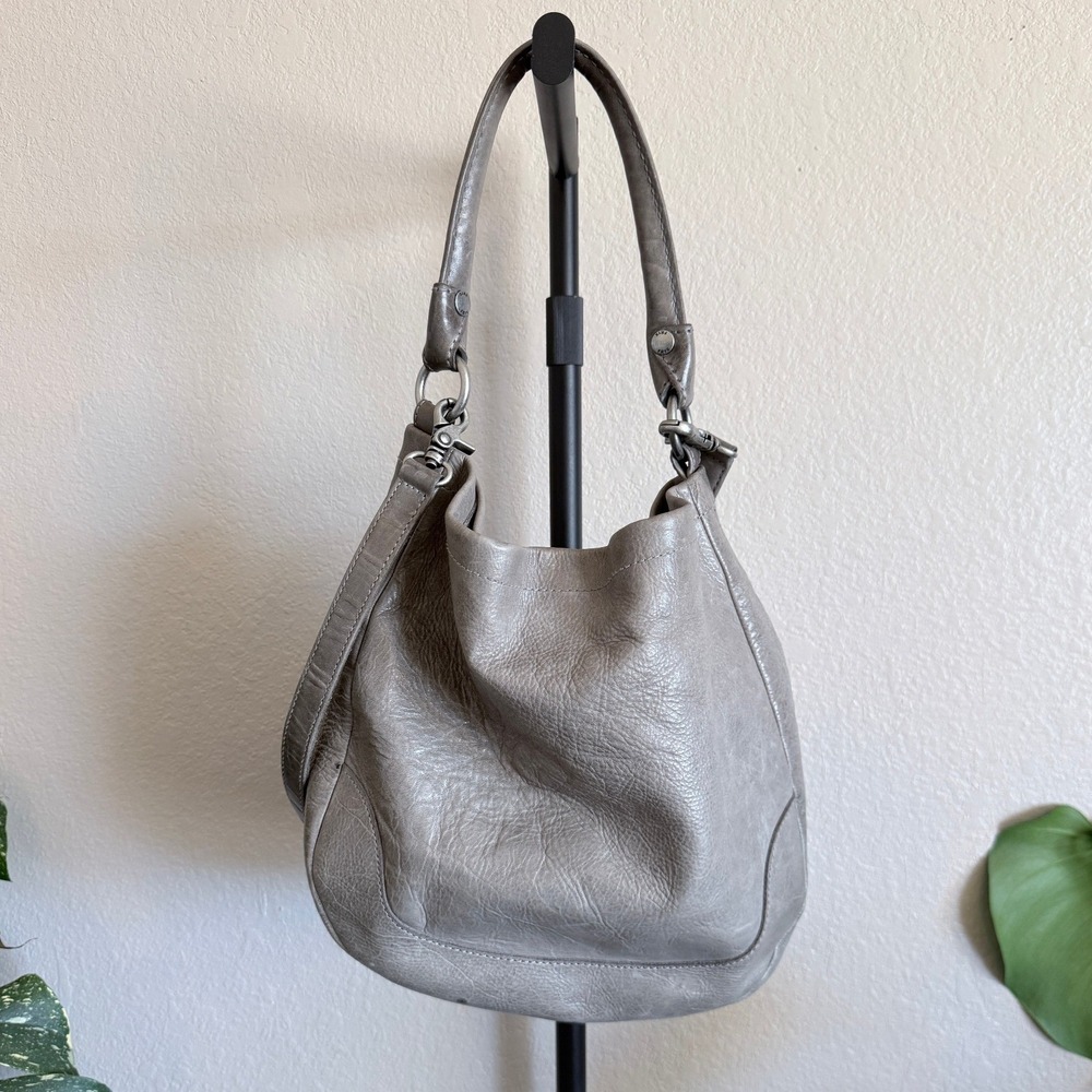 Frye Gray Leather Shoulder Bag